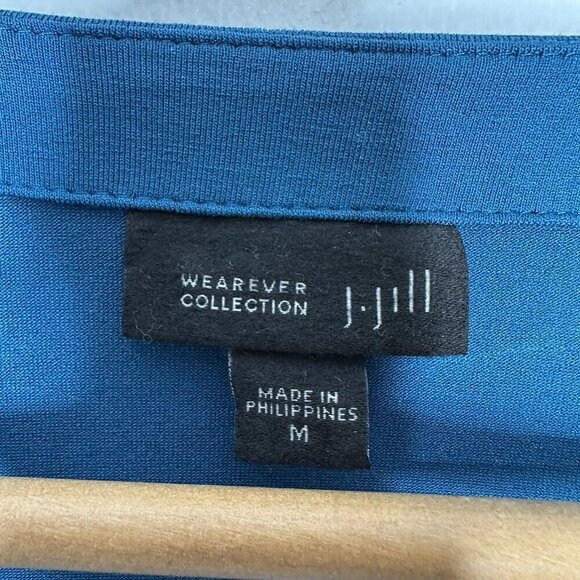 J Jill Wearever Collection Cardigan Size M Teal Blue Pleated One Button - Picture 3 of 13